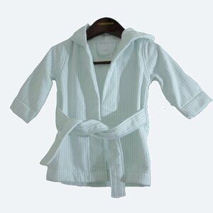 COPY - Baby sheridan year 1 bathrobe hooded white blue stripe terry towel 100% …